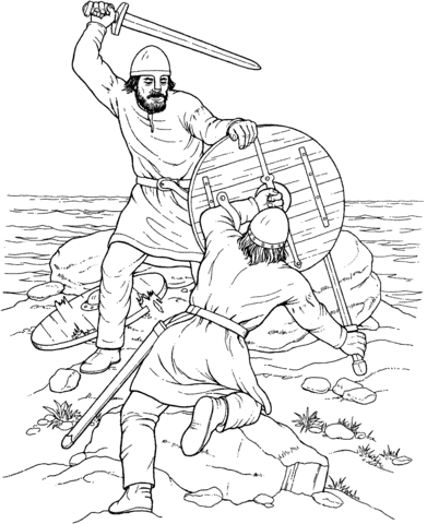 Fight Of Vikings  Coloring Page